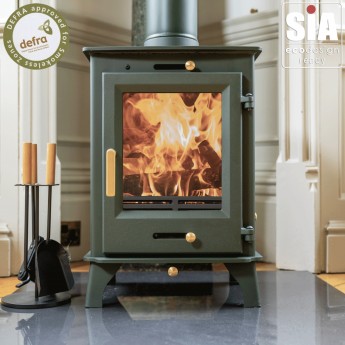 FOREST GREEN 87% Efficient - Ecosy+ Ottawa 5kw Woodburning / Multi Fuel Stove - Defra Approved - Eco Design Ready 