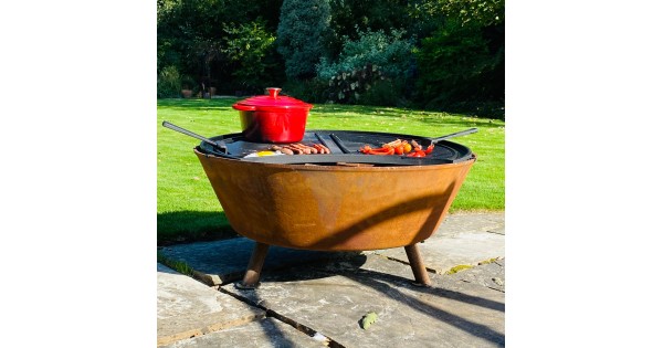 850mm Diameter Cast iron bbq bowl with cast iron cooking grill