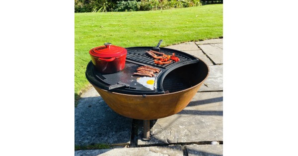 850mm Diameter Cast iron bbq bowl with cast iron cooking grill