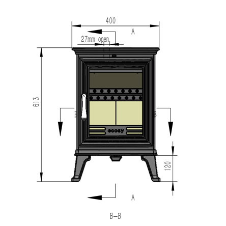 Ottawa TR5 5kw Wood Burning Stove diagram