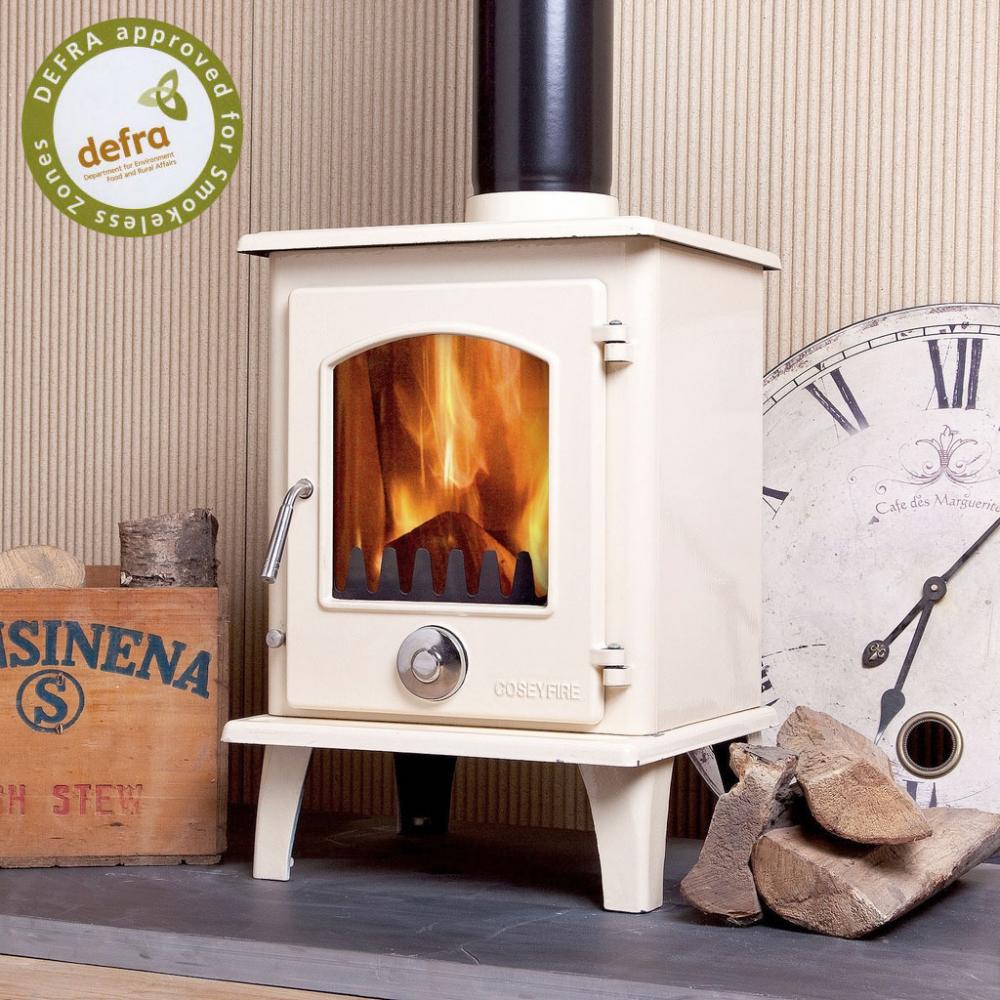 DEFRA APPROVED A+ Cream Ivory Enamel Coseyfire Petit Multi-Fuel