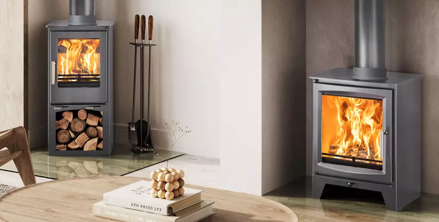 Ignite Your Colourful Side: Grey Painted Wood Burning Multi-Fuel Stoves by Ecosy+